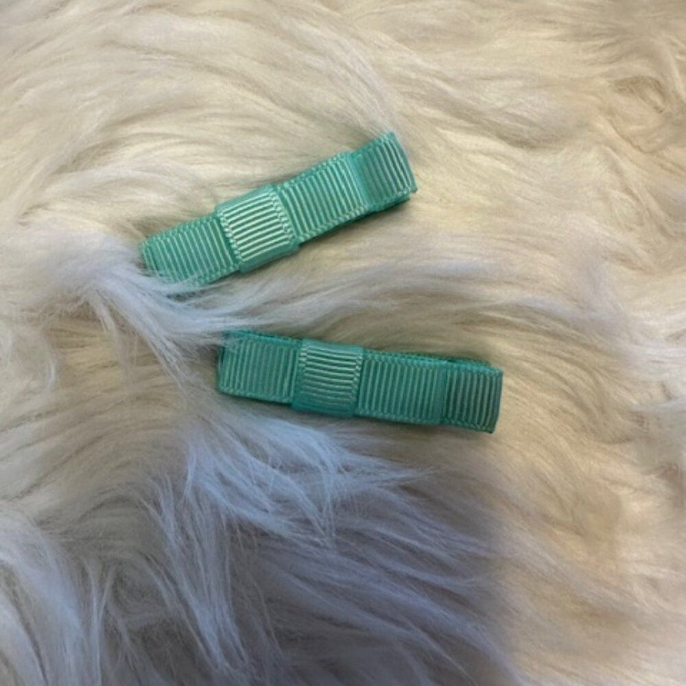 SET of 2" Aqua Tuxedo Bow   7764  Handmade NWT Boutique